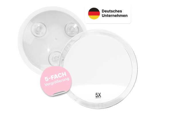 Spiegel Acryl 5-fach Vergrößerung mit 3 Saugnäpfen