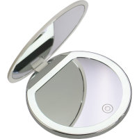 Taschenspiegel weiß/silber mit LED-Beleuchtung 3 Helligkeitsstufen