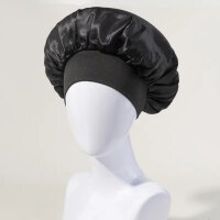 Bonnet Schlafhaube Satin schwarz
