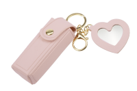 Fantasia Lippenstift- und ZerstäuberTasche mit Spiegel und Schlüsselanhänger-Karabiner rosa