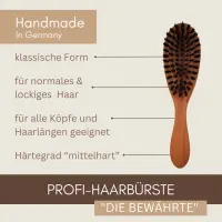 Keller Langhaarbürste 7 Reihen ergonomisch aus Birnbaumholz mit griffigen Wildschweinborsten