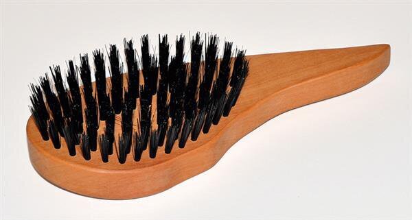 Keller Langhaarbürste 9 Reihen ergonomisch aus Birnbaumholz mit griffigen Wildschweinborsten