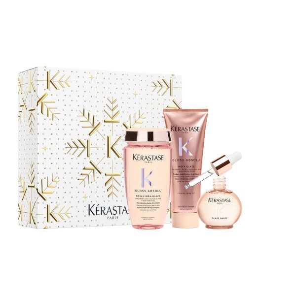 Kérastase Gloss Absolu Geschenkset Bain Hydra-Glaze 250 ml + Insta Glaze 250 ml + Glaze Drops 45 ml