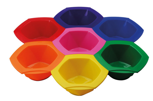 Färbeschalen - Set Rainbow 7-teilig bunt Stecksystem ideal für Färben mit mehreren Farben
