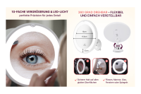 Spiegel LED, 10-fach Vergrößerung mit Saugnapf Ø 17,5 cm