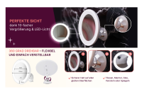 Spiegel LED, 10-fach Vergrößerung mit Saugnapf Ø 17,5 cm